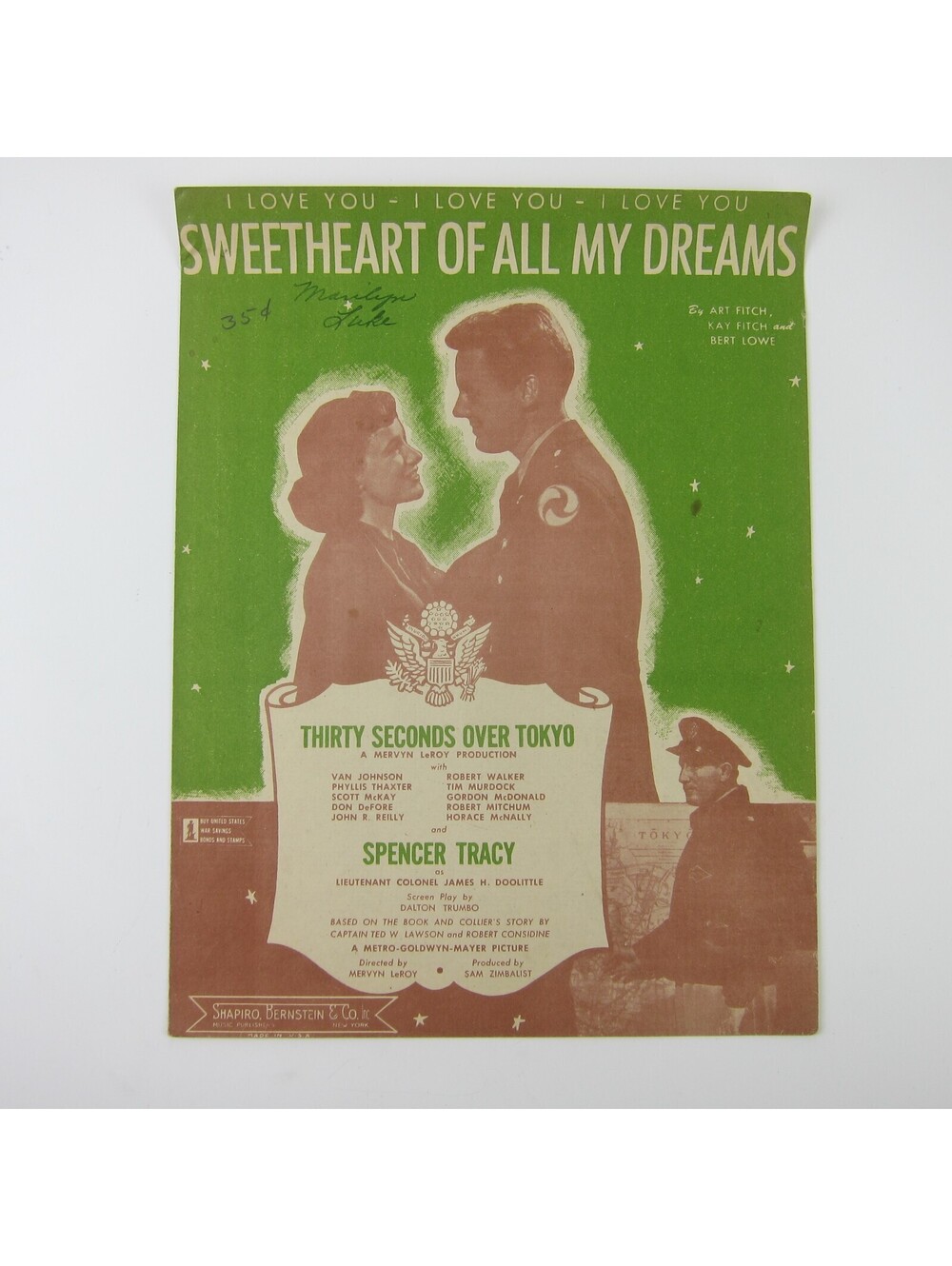 Sheet Music Sweetheart Of All My Dreams Spencer Tracy Thirty Seconds Over Tokyo